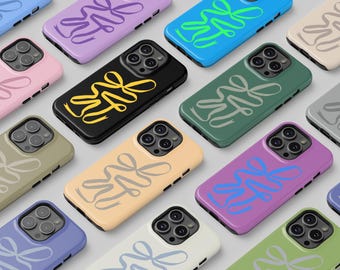 Gepersonaliseerde lint telefoonhoesje voor iPhone 17 16 15 14 13 12 11 Pro Max Mini Plus, strik beschermhoes voor Samsung Galaxy S23 S24 S25