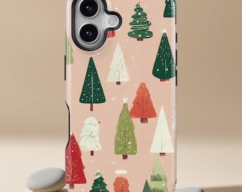Christmas Tree Phone Case for iPhone 17 16 15 14 13 12 11 Pro Max, Holiday Tree Design Cover, Samsung S25 S24, Winter Christmas Gift for Her