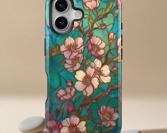 Gebrandschilderd glas telefoonhoesje bloem telefoonhoesje voor iPhone 17 16 15 14 13 12 11 Pro Max, Samsung Galaxy S25 S24 S23 S22 S21 Ultra hoesje