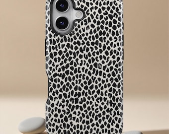 Custodia rigida per telefono con design leopardato color cuoio, compatibile con iPhone 17 16 15 14 13 12 11 Pro Max X XS con MagSafe, e Samsung S26 S25 S24 S23 S22 Ultra.