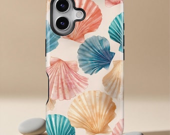 Vintage Seashell Pattern Phone Case, Beachy Tropical Phone Case, Summer Phone Case, iPhone 17 16 15 14 13 12 Pro Max X XS, Samsung S22 Ultra