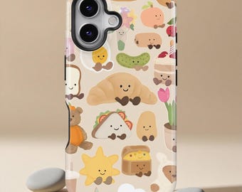Schattig op Jellycat geïnspireerd telefoonhoesje, pluche collage-telefoonhoes, grillig telefoonaccessoire herfst, iPhone 17 16 15 14 13 12 Pro Max, Samsung S26