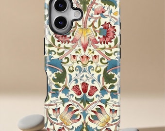 William Morris bloemen iPhonegeval, telefoonhoes met meerdere printen voor iPhone 17 16 15 14 13 12 11 Pro Max XS, Samsung Galaxy S25 S24 S23 S22 Ultra