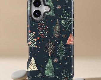 ヴィンテージクリスマスツリーのスマホケース、クリスマスプレゼントのアイデア、iPhone 16 15 14 13 12 11 PRO Max Plus、Samsung Galaxy S25 S24 S23用のクリスマスプレゼント