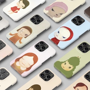 Yoshitomo Nara Style Phone Case, Japanese Pop Art Girl Cover, iPhone 17 16 15 14 13 12 11 Pro Max Mini, Samsung Galaxy S26 S25 S24 S23 Ultra