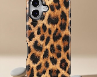 Leopardmönster-skal för iPhone 17 16 15 14 13 12 Pro Max, Flickigt leopardmönster-skyddsfodral för Samsung Galaxy S26 S25 Ultra