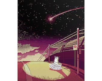 Oyasumi Punpun 'Chasing stars' Pixel Art Print (Color Edition) | Manga Wall Art Decor | Japanese Anime Poster | Dorm Room