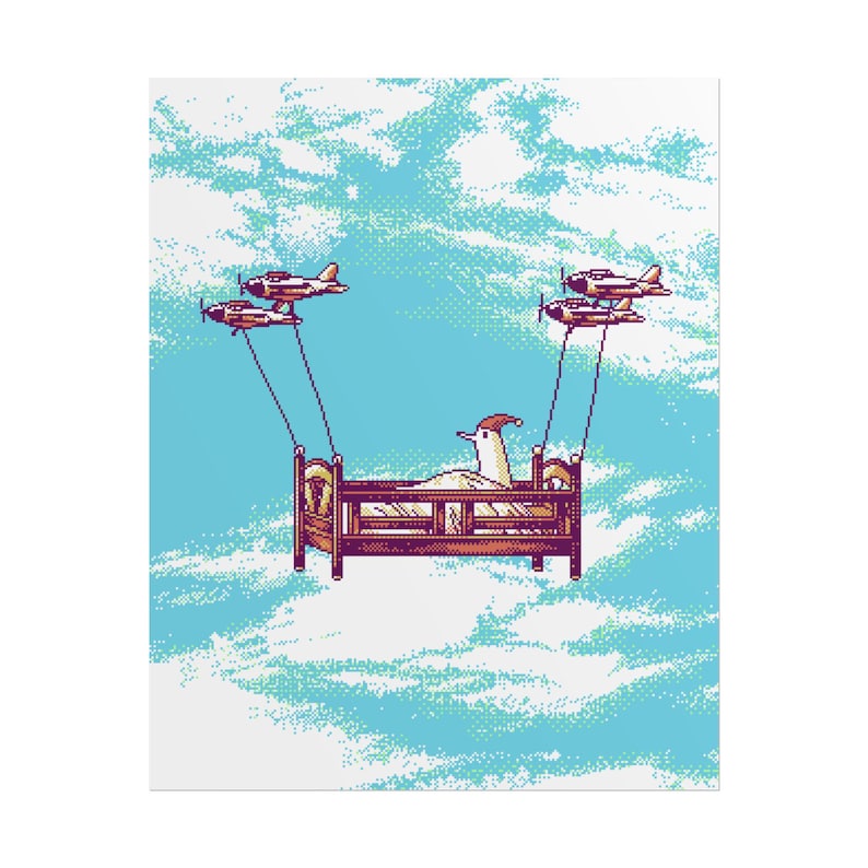 Oyasumi Punpun 'Dreamy sky' Pixel Art Print (Color Edition) | Manga Wall Art Decor | Japanese Anime Poster | Dorm Room image 1