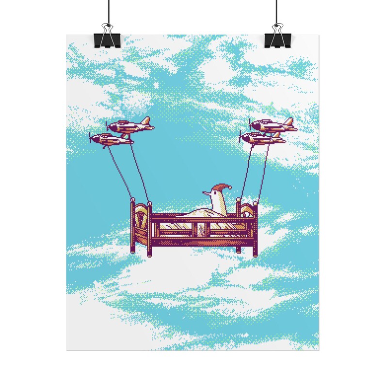 Oyasumi Punpun 'Dreamy sky' Pixel Art Print (Color Edition) | Manga Wall Art Decor | Japanese Anime Poster | Dorm Room image 2