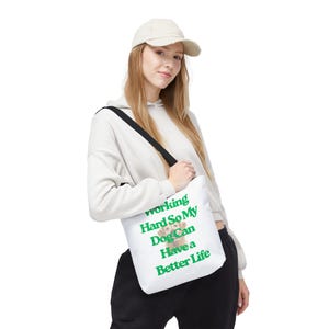 Dog Lover&#39;s Tote Bag, Pet Owner Gift, Cute Dog Mom Tote, Funny Dog Lover Bag, Working Hard So My Dog Can, Eco-Friendly Shopping Bag