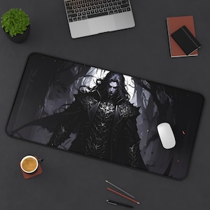 Gothic Fantasy Desk Mat, Office Decor, Computer Mouse Pad, Dark Aesthetic Gift, Gaming Accessories, Home Office Style