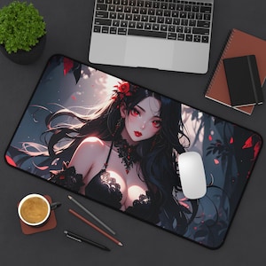 Gothic Elegance Desk Mat, Stylish Office Accessory, Roaring 20s Decor, Unique Gift for Fantasy Lovers, Vampire Aesthetic Decor