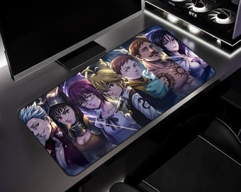 Bureaumat met anime-personages, gaming-muismat, lang bureaukussen
