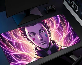 Anime Villain bureaumat, paars neon, gaming-werkruimte