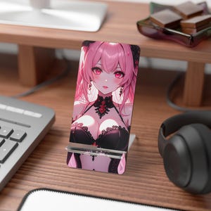Anime Art Smartphone Stand, Desk Phone Holder, Cute Mobile Display, Aesthetic Gift for Gamers, Kawaii Decor, Birthday Surprise