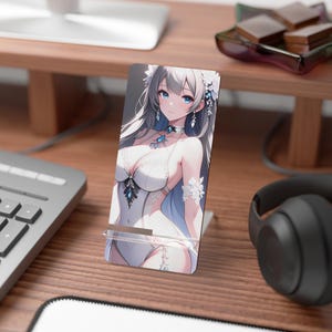 Anime Girl Smartphone Stand with Anime Design, Phone Holder, Desk Accessory, Gift for Gamers, Stylish Display Stand, Unique Phone Decor