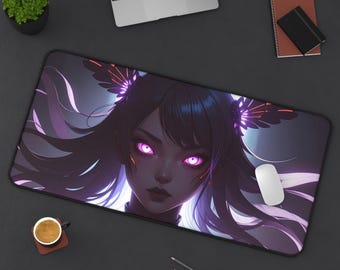 Anime Girl Schreibtischmatte, lebendige Neopren-Gamer-Mausunterlage, Bürodekor
