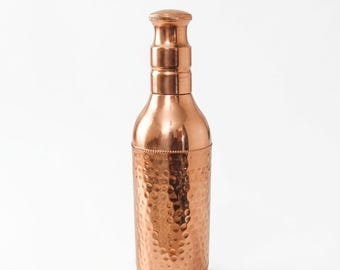 Hammered Copper Water Bottle 1 Liter, Handmade Indian Copper Bottle, Reusable Metal Drinkware, Yoga Bottle, Ayurvedic Inspired Wellness Gift