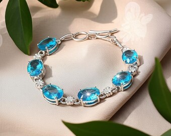 Blue Topaz Sterling Silver Bracelet: Reiki Healing Jewelry, Brazil