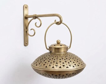 Handmade Moroccan Brass Wall Lantern, Boho Candle Holder, Antique Sconce