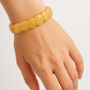 Citrine Bracelet, Natural Yellow Gemstone with 14mm Oval Faceted Beads