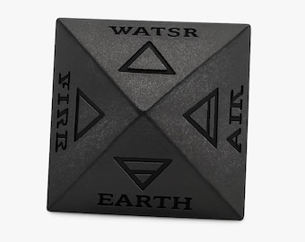 Hand-Carved Black Obsidian Pyramid: Sacred Star, Root Chakra, Meditation Decor