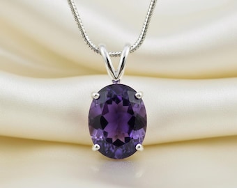 Purple Sapphire Pendant Necklace: Silver-Plated Healing Gemstone Jewelry