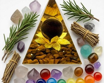 Tiger Eye Orgone Pyramid for EMF Protection, Chakra Balancing, Spiritual Healing, Home Decor, Natural Crystal Energy, Metaphysical Gift