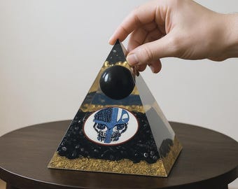 Black Tourmaline Orgone Pyramid | Crystal Healing, Chakra Balancing, Reiki Energy, Protection, Good Luck, Home Decor, Spiritual Gift