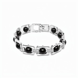 Silver tone link Karungali bracelet premium design