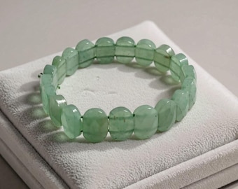 Natural Green Aventurine Bracelet, Oval Faceted Beads, Chakra Balancing, Spiritual Transformation