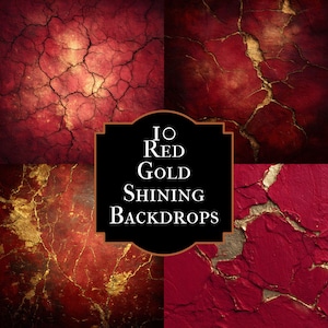 Red Gold Shimmering Backdrop, Luxury Photography Background, Elegant Portrait Photo Booth, , Wedding, Party, Square