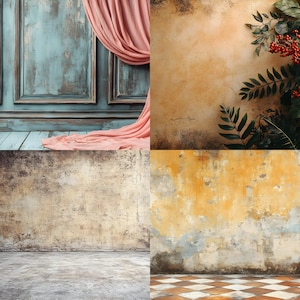 Brown Vintage Textured Wall Digital Backdrop, Photography Background for Portrait, Rustic Photo Booth, High-Resolution Images