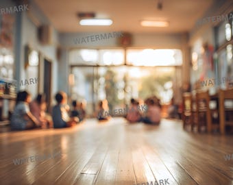 Sfondo digitale per aula di scuola materna, accessorio fotografico per interni scolastici (download digitale)