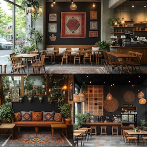 Cenário digital para café do Oriente Médio, fundo fotográfico Mil e Uma Noites, cabine fotográfica para bazar exótico, estúdio virtual temático