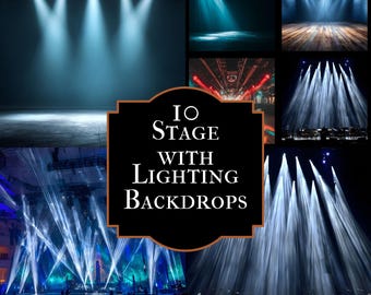 Empty Stage Photography Backdrop, Concert Background, Theater Stage Digital Backdrop, Music Event Photo Booth, Virtual Background
