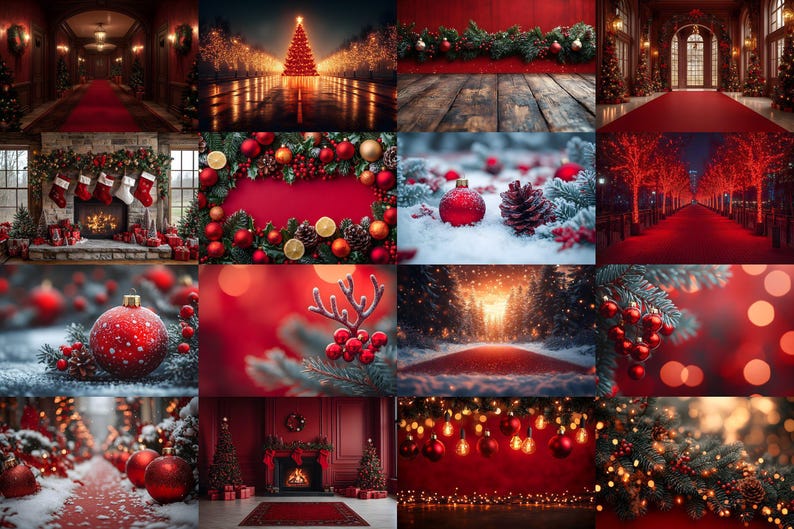 100 Red Christmas Backdrops Bundle | Intense Festive Photo Composite ...