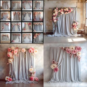 Elegant Wedding Photography Backdrop Draped Fabric Background for Bridal Portraits Digital Download SQBD940671