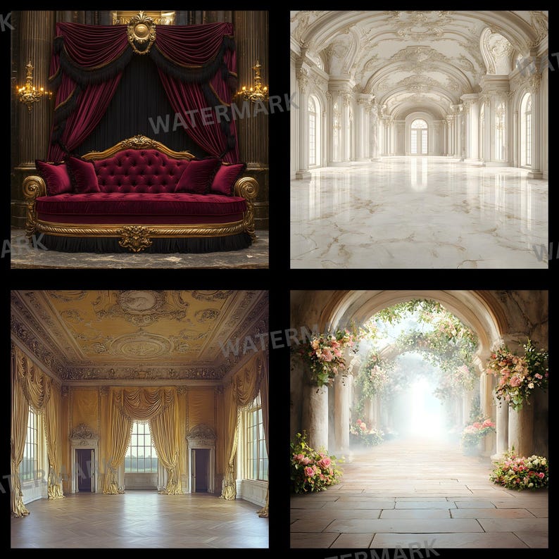 Luxury Palace Interior Digital Backdrop, Royal Room Background for ...