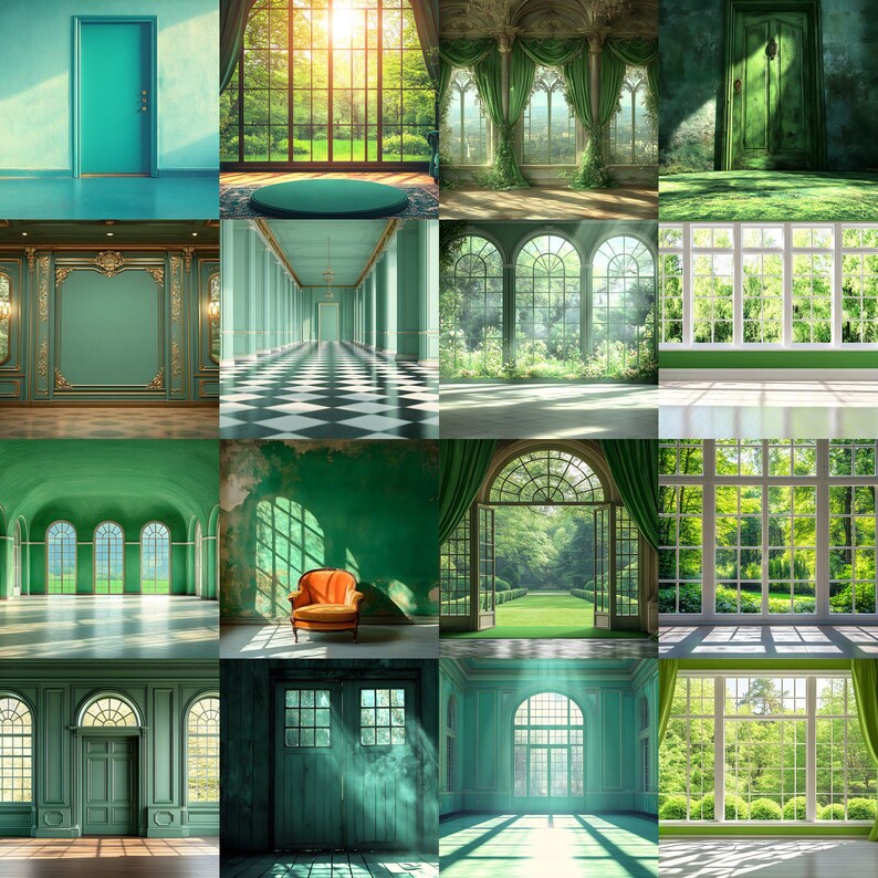 Royal Green Interior Digital Backdrop Collection, Photography ...