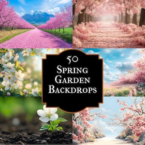 Spring Floral Photography Backdrop, Digital Background for Springtime Portraits, Flower Garden Photo Booth Image