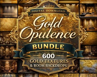 Pacchetto Gold Opulence: 600 texture dorate e sfondi di lusso per stanze / Sfondi digitali scaricabili