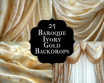 Sfondi barocchi avorio e oro: eleganti tendaggi con ricche texture - Sfondi Curtain Studio - Photoshop Composites