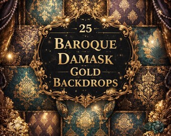 25 sfondi damascati dorati barocchi: sfondi vintage di lusso decorati per fotografia e design