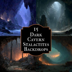 Dark Cavern Digital Backdrop, Stalactite Fantasy Background, Photography Prop, Gothic Cave Photo Booth, Unique Printable Image Set