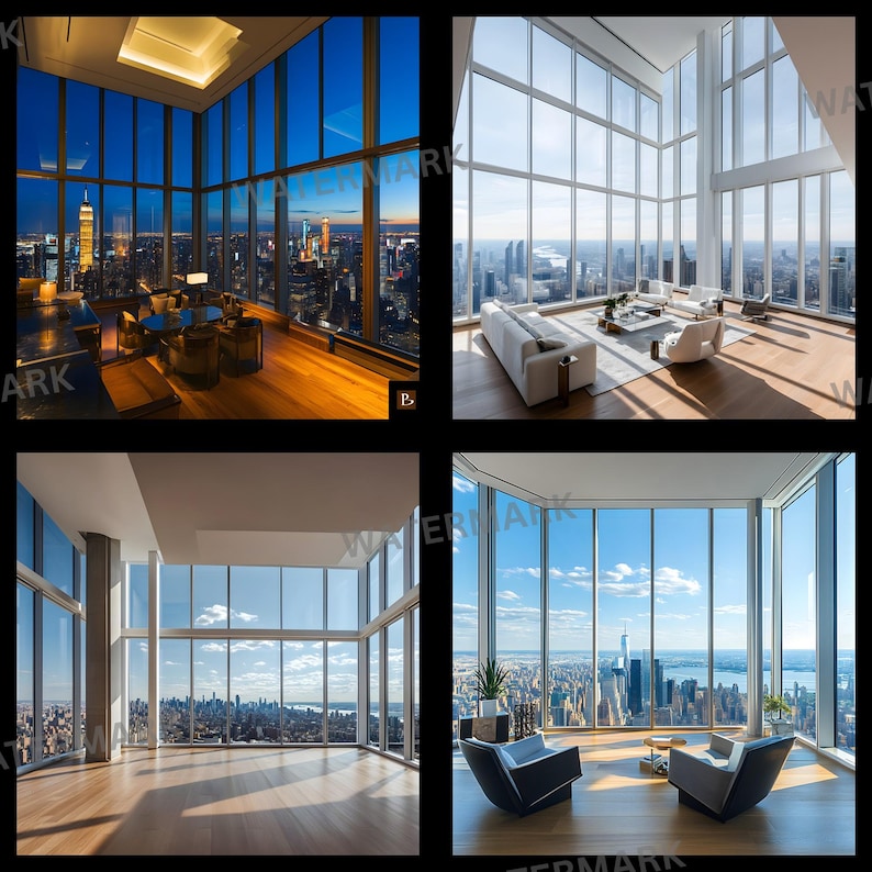 Luxury Penthouse Digital Backdrop, Modern City View Background ...