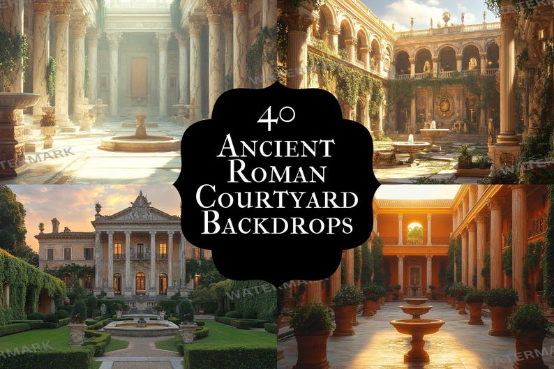 40 Ancient Roman Courtyard Digital Backdrops, Villa Garden, Historical ...