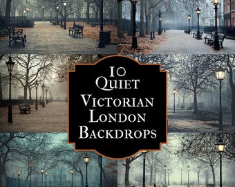 Fondo digital del Londres victoriano, paisaje urbano melancólico, fotografía histórica, escena imprimible, instantánea para composiciones.