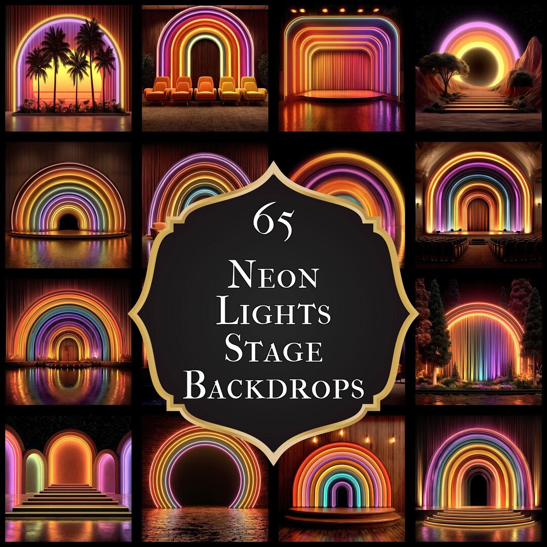 Neon Backdrop Kit Neon Event Backdrop, Colorful Party Stage, Digital Jpgs, Stage Backdrop ...