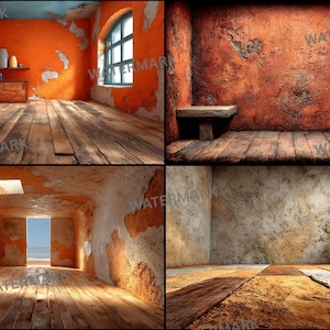 Brown Solid Color Photography Backdrop, Neutral Room Scene Digital Background for Portrait Photoshoot, Professional Studio Look, Ratio